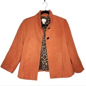 Chico's russet orange swing jacket smooth plush 3/4 sleeve.